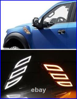 1Pair Side Fender Light DRL Lamp withTurn Signal For Ford Raptor F150 2016-2018