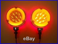 (2) 54 LED Clear Red Amber Halo Glow Marker Turn Signal Semi Truck Fender Lights