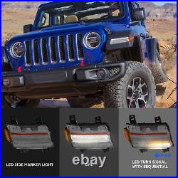 2 LED DRL Turn Signal Fender Marker Light Fit 18-22 Jeep Wrangler JL