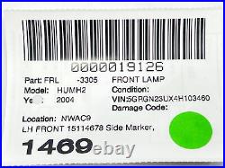 2003 -2009 HUMMER H2 Front Lamp Lh Front 15114678 Side Marker (fender Mounted)