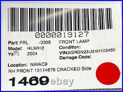 2003 -2009 HUMMER H2 Front Lamp Rh Front 15114678 Cracked Side Marker fender