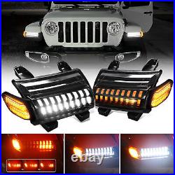 2018-23 for Jeep JL Rubicon LED Fender Daytime Running Turn Signal Lights Lamps