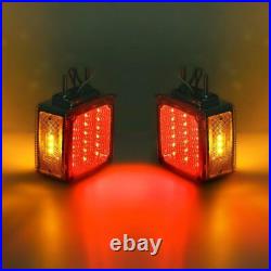 2Pcs Amber/Red LED Double Face Stud Mount Cab Fender Stop Turn Signal Tail Light
