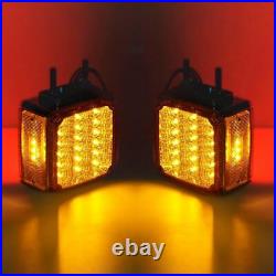 2Pcs Amber/Red LED Double Face Stud Mount Cab Fender Stop Turn Signal Tail Light