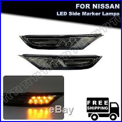 2Pcs For 07-18 Nissan GT-R R35 Smoked Lens LED Side Fender Marker Light Amber