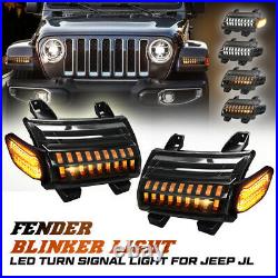 2X Front Fender Blinker Turn Signal Light For Jeep Wrangler JL JLU Rubicon 18-21