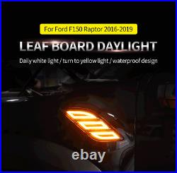 2pcs Fender Vent LED Side Marker Light Drl Turn Signal Lamp for Ford Raptor F150