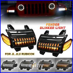 2x Smoke Fender Blinker Turn Signal Light For Jeep Wrangler JL JLU Rubicon 2018+