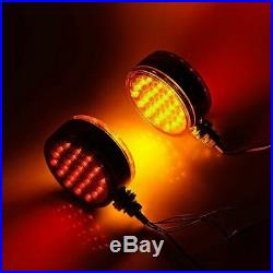 4x Round 48LED LED Dual Face Fender Brake Turn Signal Light for Truck Tractor