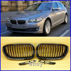 5-series Shiny Black F10 F11 Front Fender Turn Signal Light Trim Cover + Grille