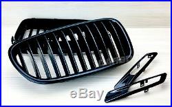 5-series Shiny Black F10 F11 Front Fender Turn Signal Light Trim Cover + Grille