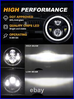 7 LED Headlight +4 Fog Halo Light+Turn Signal+Fender Kit for Jeep Wrangler JK