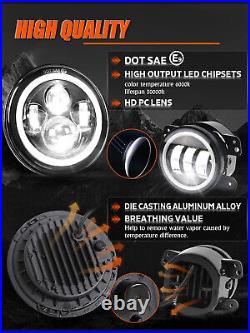 7 LED Headlight +4 Fog Halo Light+ Turn Signal+Fender Kit for Jeep Wrangler JK
