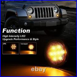 7 LED Headlight +4 Fog Halo Light+Turn Signal+Fender Kit for Jeep Wrangler JK