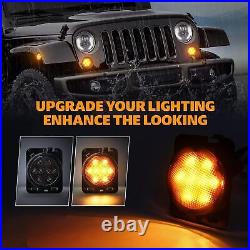 7 LED Headlight +4 Fog Halo Light+Turn Signal+Fender Kit for Jeep Wrangler JK