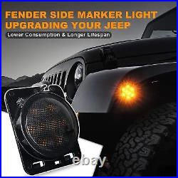 7 LED Headlight +4 Fog Halo Light+Turn Signal+Fender Kit for Jeep Wrangler JK