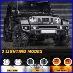 7 LED Headlight + Turn Signal + Fog Light Fender Kit For Jeep Wrangler JK 07-17