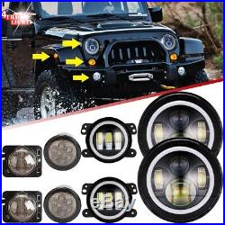 7 LED Headlights+4 Fog Lights+Turn Signal+Fender Lamp Kit For Jeep Wrangler JK