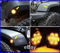 7 LED Headlights+Halo Fog Lights+Turn Signal+ Fender Lamps Fit Jeep Wrangler JK