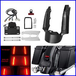 Black Rear Fender Fascia LED Red Turn Signal Light Fit For Harley Touring Glide