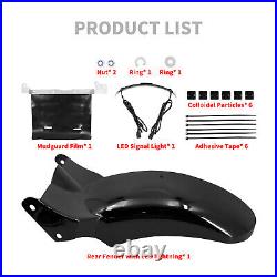 Black Solo Driver Rider Seat Rear Short Fender with Turn Signal Brake LED Light