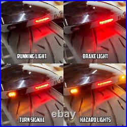 Black Solo Driver Rider Seat Rear Short Fender with Turn Signal Brake LED Light