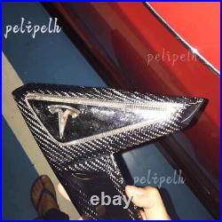 Carbon Fiber Side Fender Turn Signal Marker Lamp Cover Trim For Tesla Model S