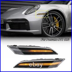 Dynamic Turn Signal Clear LED Side Marker Lights For Porsche 911 992 2019-UP 2X