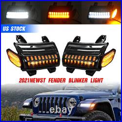 Fender Blinker Turn Signal Lights Lamps For Jeep Wrangler JL JLU Rubicon 2018-21