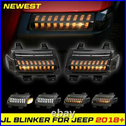 Fender LED Turn Signal Lights Running DRL for Jeep Wrangler JL JLU Sahara 2018+