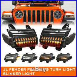 Fender Light Double Track Running Water DRL LED Turn Signal For Jeep Wrangler JL