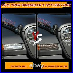 Fender Light withDRL Sequential Turn Signal Compitable for Jeep Wrangler JL Smoked