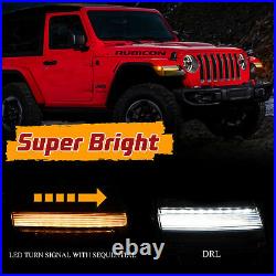 Fender Light withDRL Sequential Turn Signal Compitable for Jeep Wrangler JL Smoked