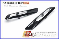 Fender Side Turn Signal Light Trim Glossy Black Cover for BMW F10 F11 Pre-LCI