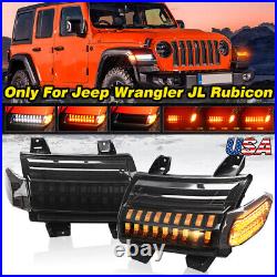 Fender Smoked LED Turn Signal Lights with Running DRL for Jeep Wrangler JL 2018-23