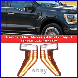 Fender Vent Side Maker Light DRL Turn Signal Fit for 2021-2022 Ford F150 NEW