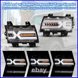For 18-21 Jeep Wrangler JL Gladiator JT LED Sequential Turn Signal Fender Lights