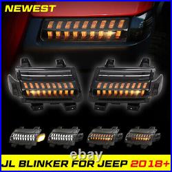 For 2018-2022 Jeep Wrangler JL Amber LED Fender Side Marker Turn Signal Lights