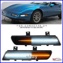 For 91-96 Chevrolet Corvette C4 Amber White LED Side Marker Signal Lights Smoked