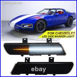 For 91-96 Chevrolet Corvette C4 Dynamic LED Side Marker Turn Signal Light Smoked