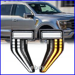 For Ford F-150 F150 2021-2023 Fender Vent LED Side Marker Light DRL Turn Signal