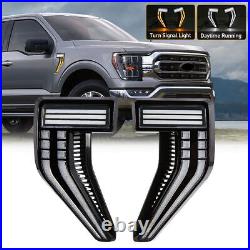 For Ford F-150 F150 2021-2023 Fender Vent LED Side Marker Light DRL Turn Signal