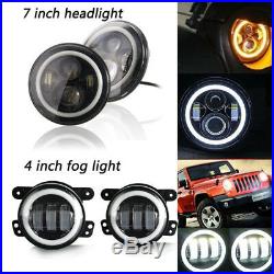 For Jeep JK 7 LED Headlights+Fog Lights+Turn Signal+Fender Lamp+Tail light
