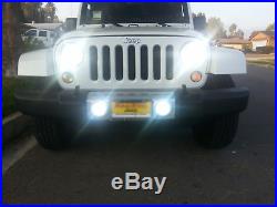 For Jeep Wrangler JK 7 Headlights High Low Beam+ LED Halo Fog Light Super White