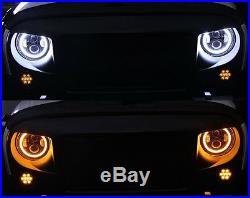 For Jeep Wrangler JK 7 Headlights High Low Beam+ LED Halo Fog Light Super White