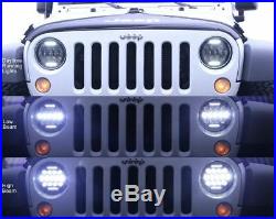 For Jeep Wrangler JK 7 LED DRL Headlight Fog Lamp Turn Signal Fender Light 4WD