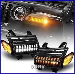 For Jeep Wrangler JL 2018-2023 LED Fender Turn Signal Lights with Running Flashing