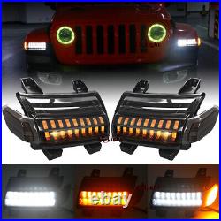 For Jeep Wrangler JL Gladiator Rubicon 2018-24 LED Fender Turn Signal Lights DRL