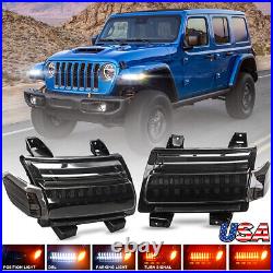 For Jeep Wrangler JL Gladiator Rubicon 2018-24 LED Fender Turn Signal Lights DRL