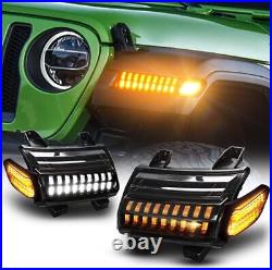 For Jeep Wrangler JL JLU Rubicon 2018-2023 Front LED Fender Turn Signal Lights